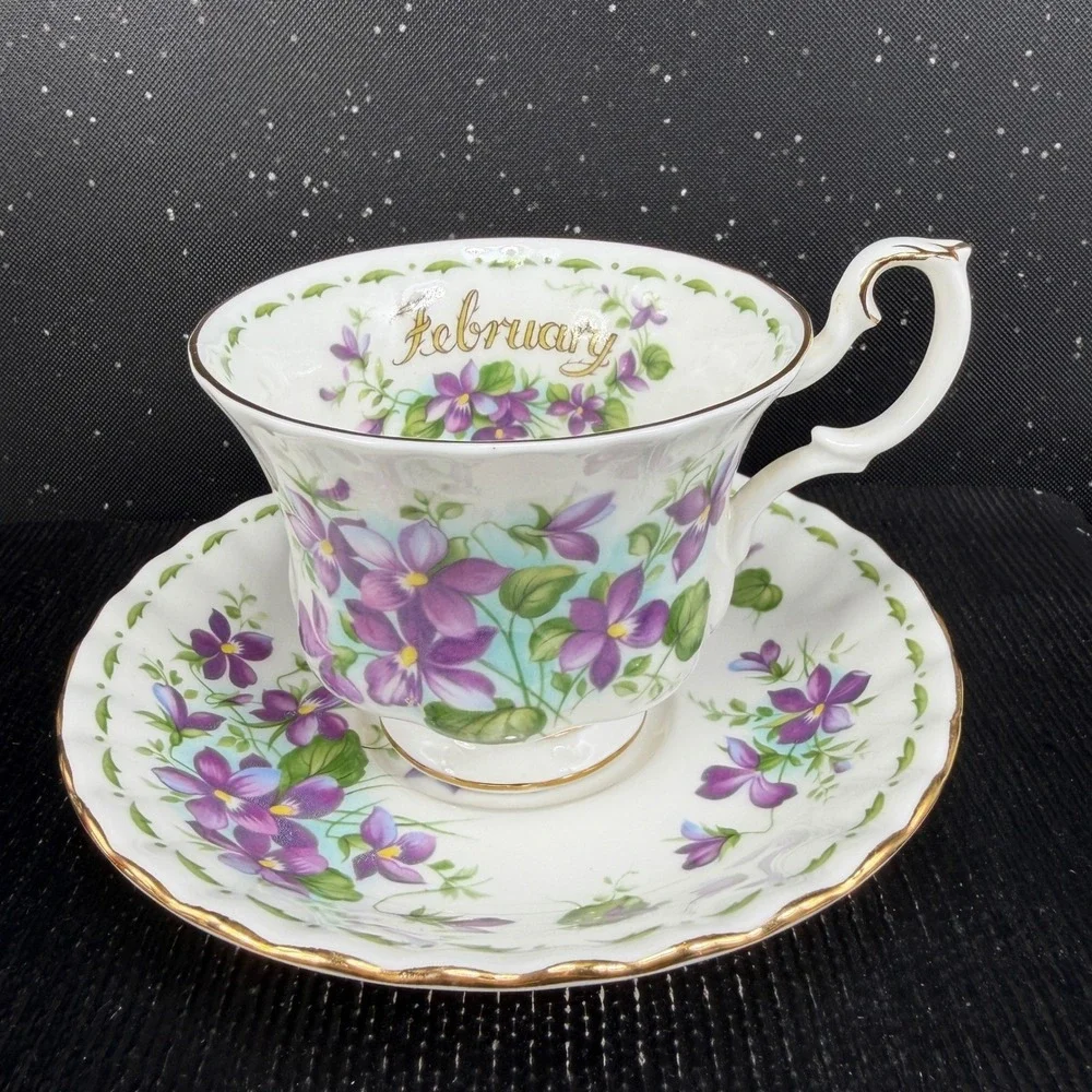 Royal Albert February Violets Flower of the Month Teacup and Saucer Set England